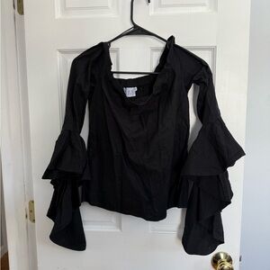 Black Ruffled Women's Top